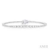 3 ctw Graduated Round Cut Diamond Tennis Bracelet in 14K White Gold